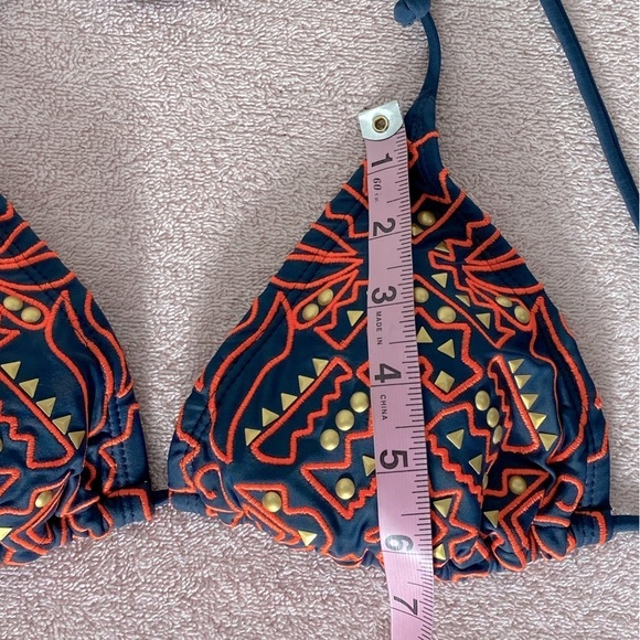 5/$25 Xhilaration Blue Orange Triangle Bikini Top M - Picture 5 of 6